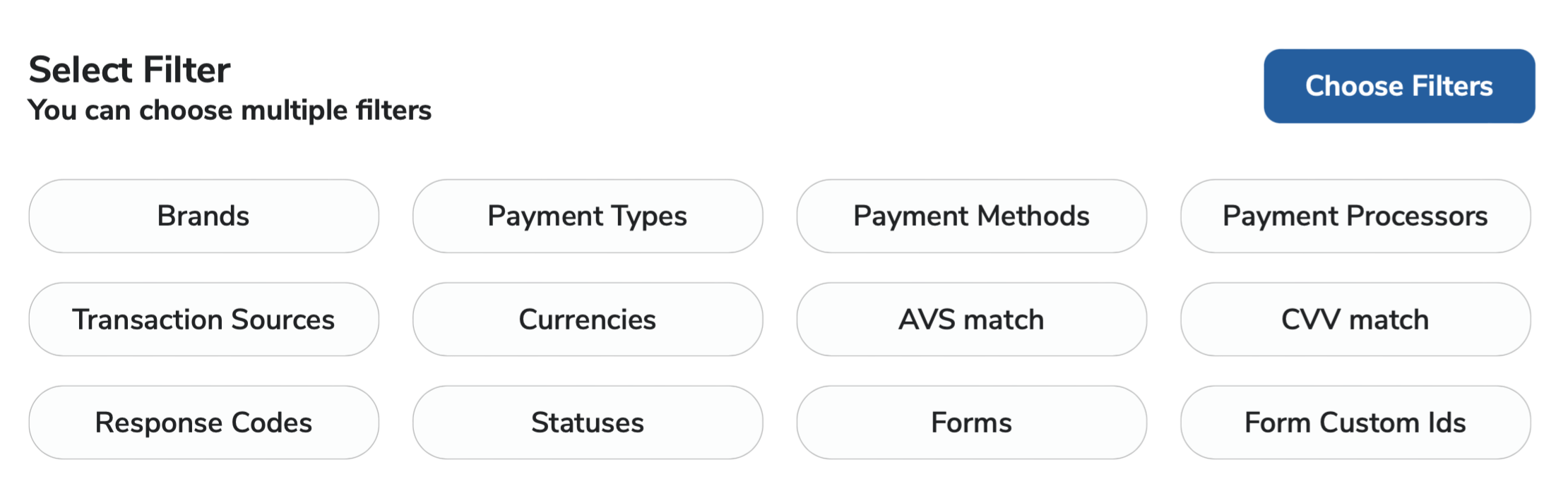 Reporting Filter Chooser
